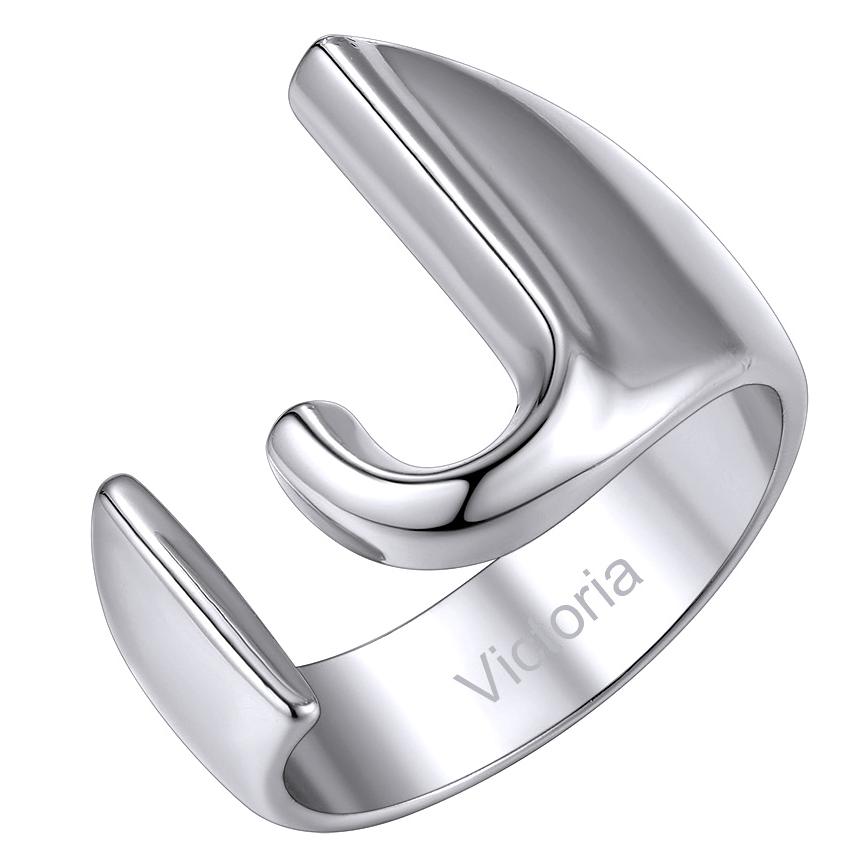 Custom4U Personalized Initial Adjustable Ring J