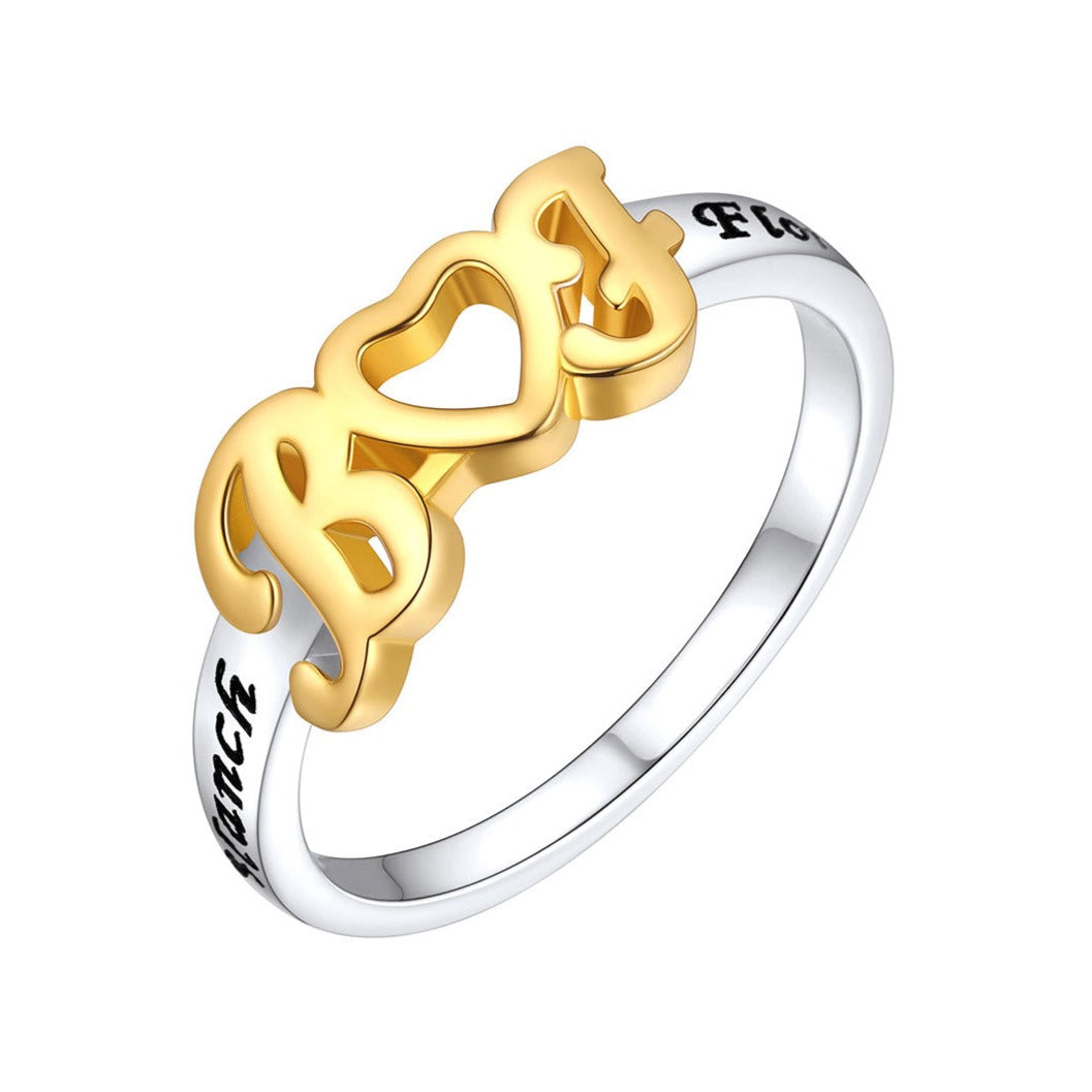 Custom4U Personalized Initial Heart Ring for Women