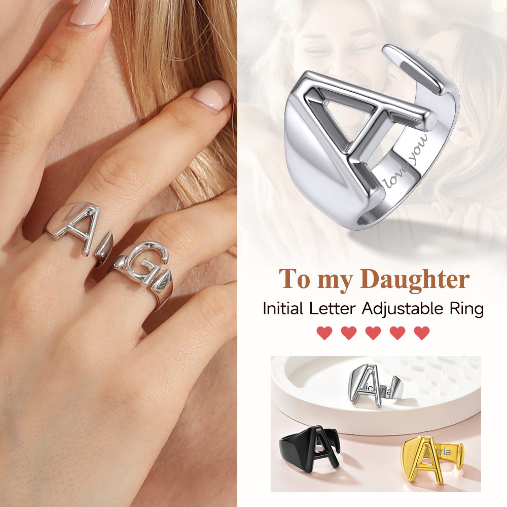 Custom4U Personalized Initial Ring