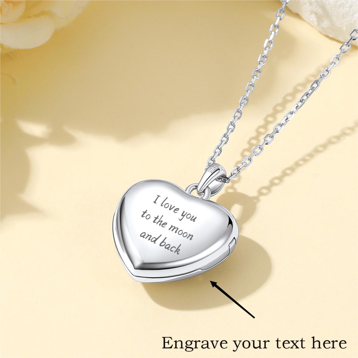 Custom4U Personalized Locket Photo Necklace with Message Engraved On