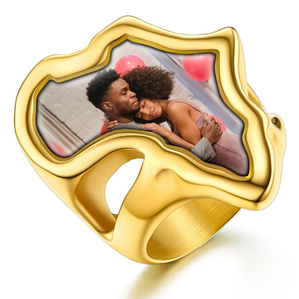 Custom4U Personalized Map Of Africa Picture Ring Gold