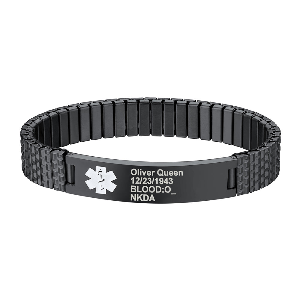 Custom4U Personalized Medical Alert Bracelets Black