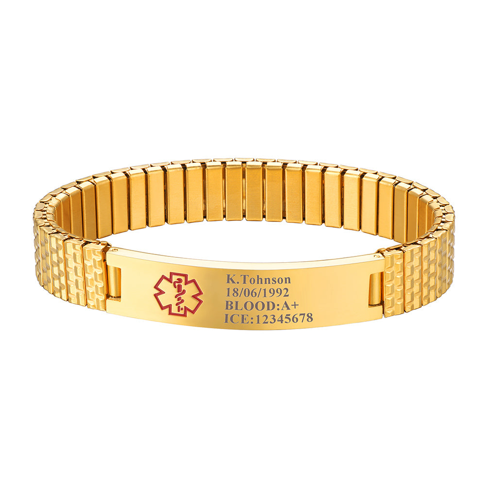 Custom4U Personalized Medical Alert Bracelets Gold