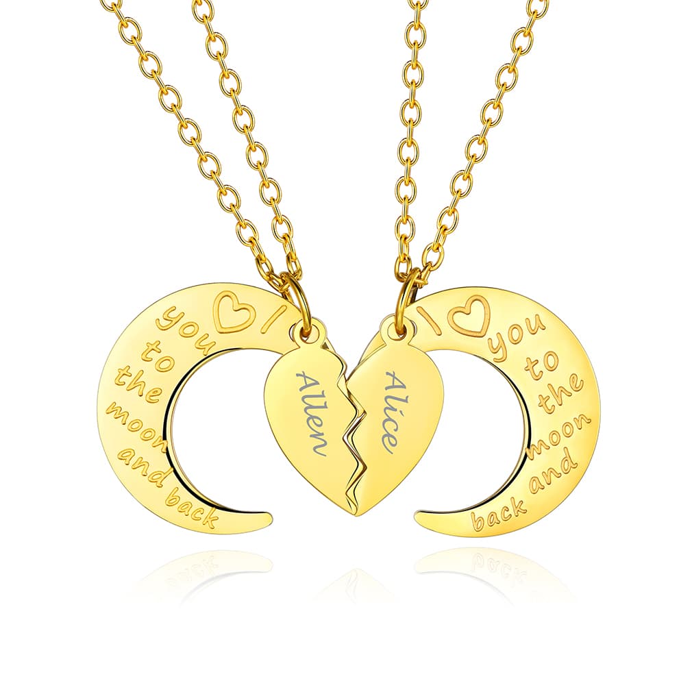 Custom4U Personalized Moon Love Heart Necklace