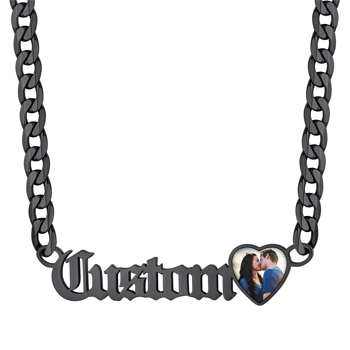 Custom4U Personalized Name Cuban Necklace Black Plated