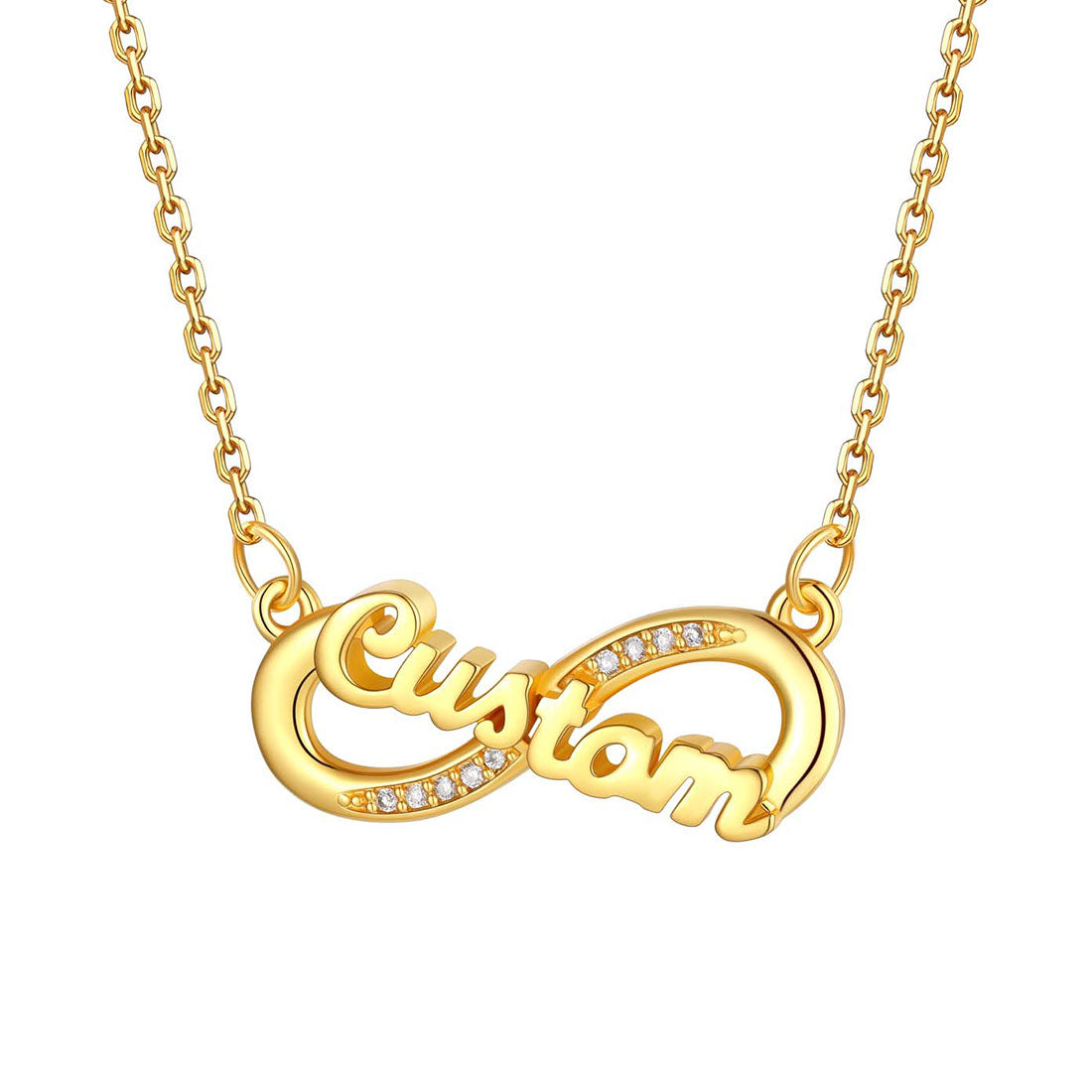 Custom4U Personalized Name Infinity Necklace With CZ gold