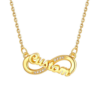 Custom4U Personalized Name Infinity Necklace With CZ gold