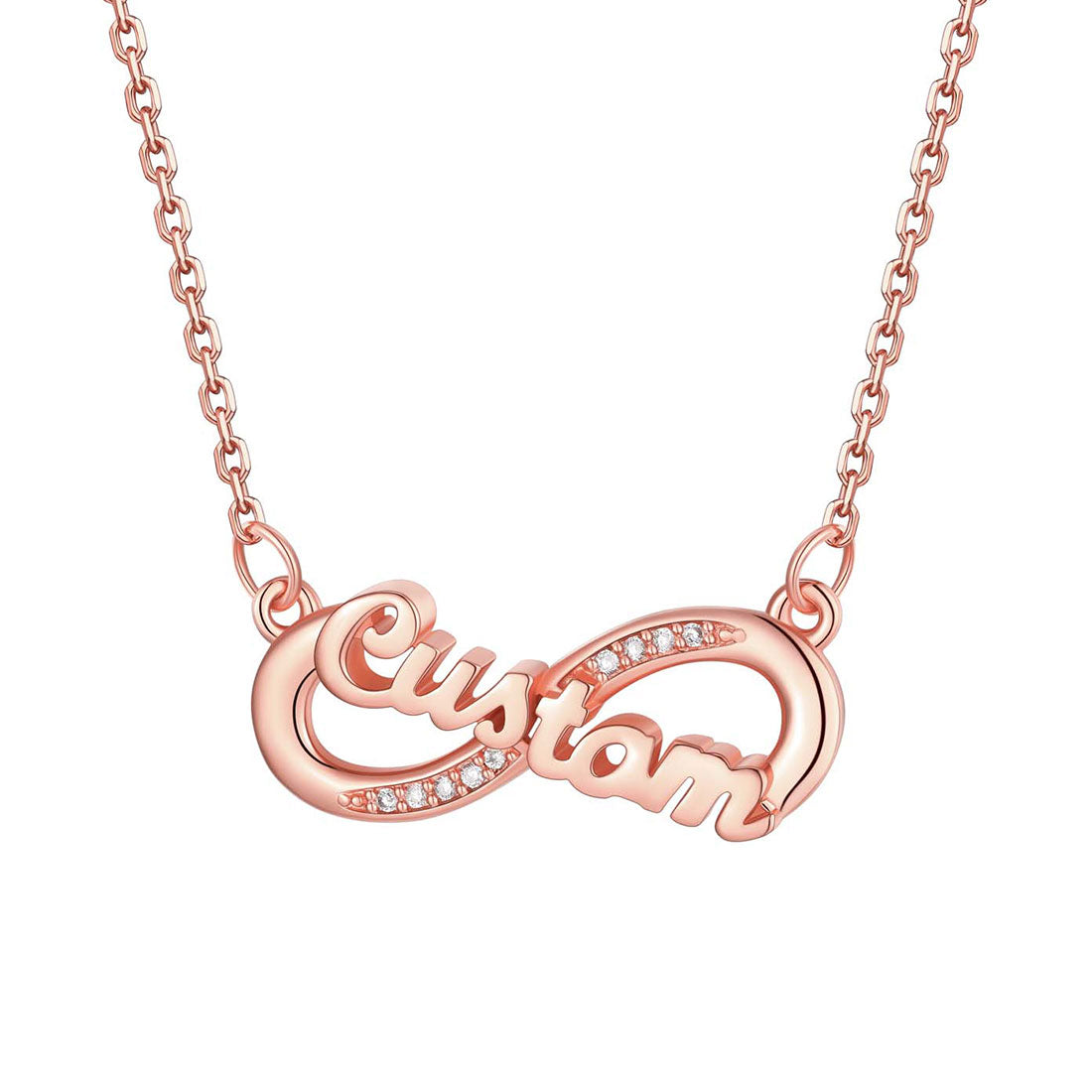 Custom4U Personalized Name Infinity Necklace With CZ rose gold