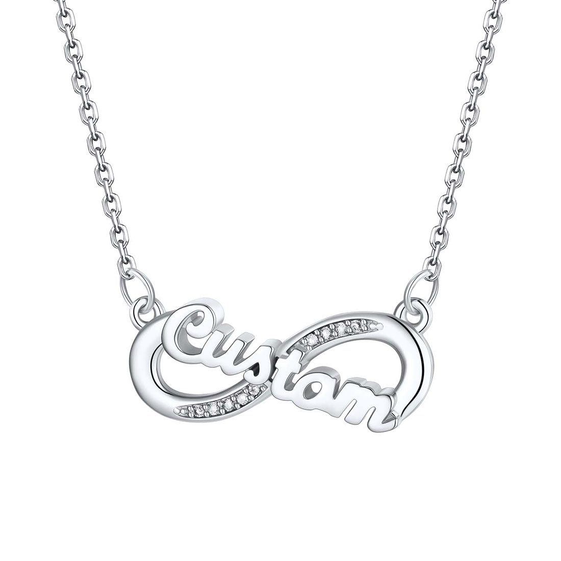 Custom4U Personalized Name Infinity Necklace With CZ