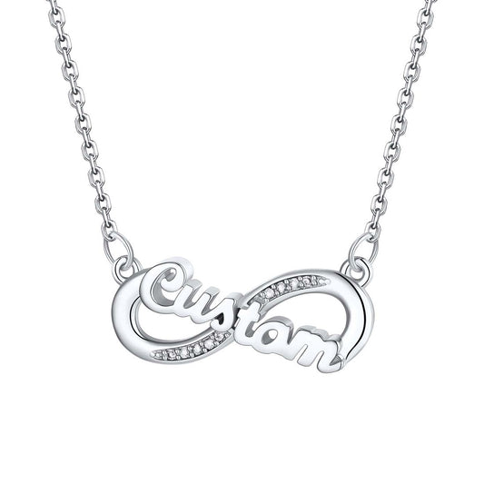 Custom4U Personalized Name Infinity Necklace With CZ