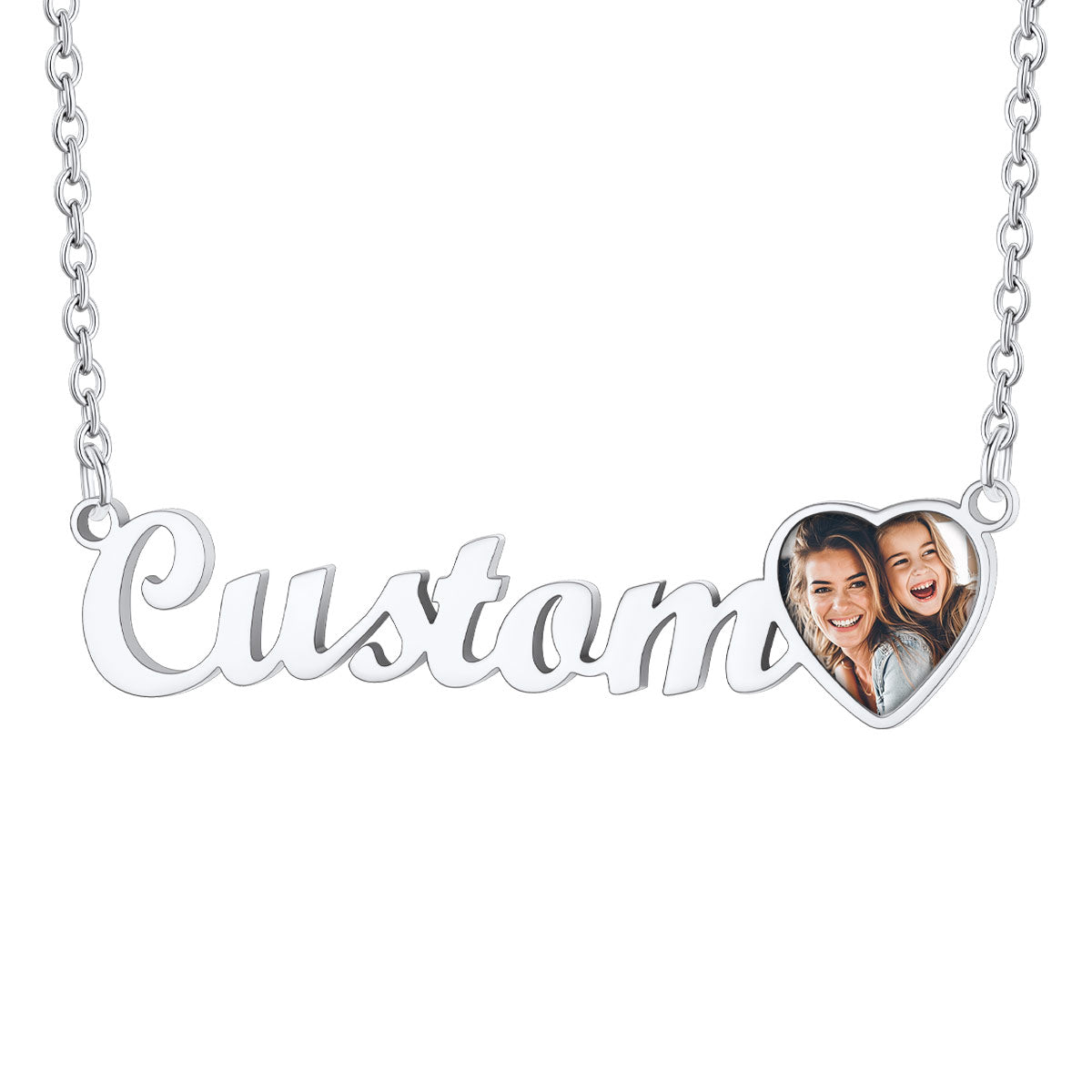 Custom4U Personalized Name Necklace with Photo for Women