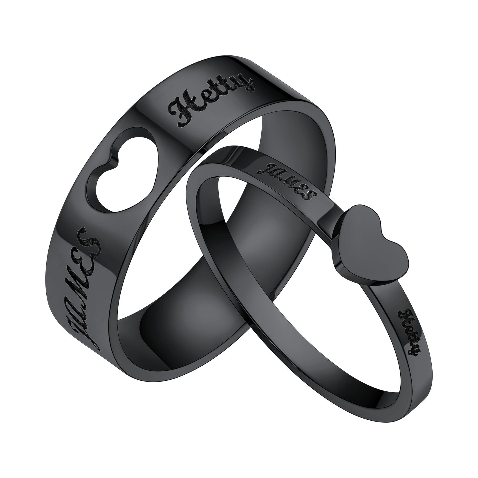 Custom4U Personalized Name Promise Name Rings for Couples Black