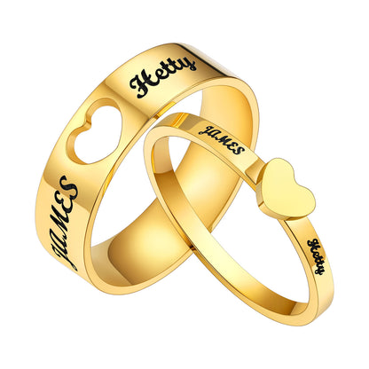 Custom4U Personalized Name Promise Name Rings for Couples Gold