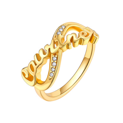 Custom4U Personalized Names Infinity Ring for Women Gold