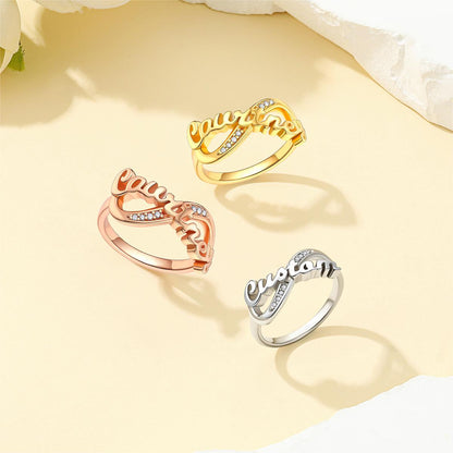 Custom4U Personalized Names Infinity Ring for Women