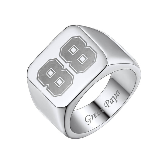Custom4U Personalized Numbers Square Signet Ring For Men