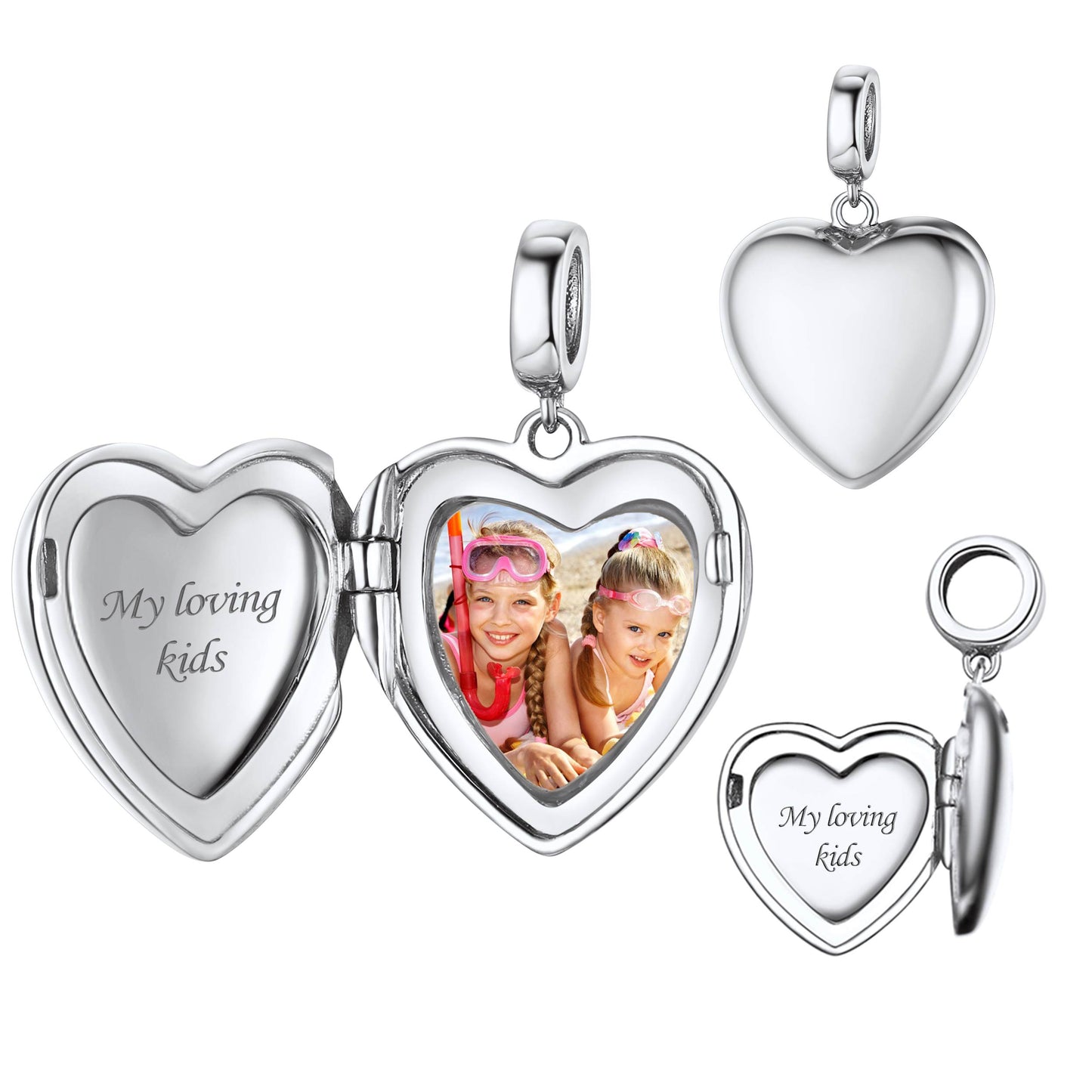 Custom4U Personalized Photo Heart Locket Charms for Bracelet