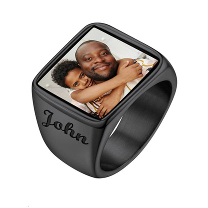 Custom4U Personalized Picture Signet Rings with Names