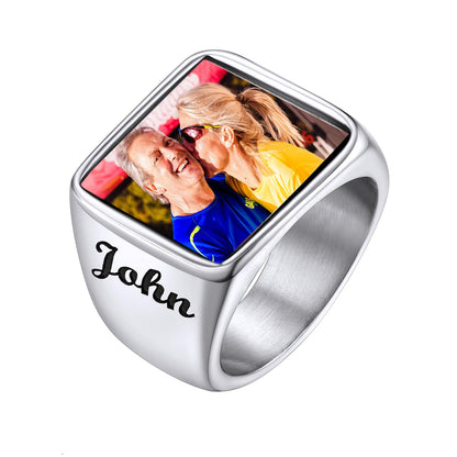 Custom4U Personalized Picture Signet Rings with Names 
