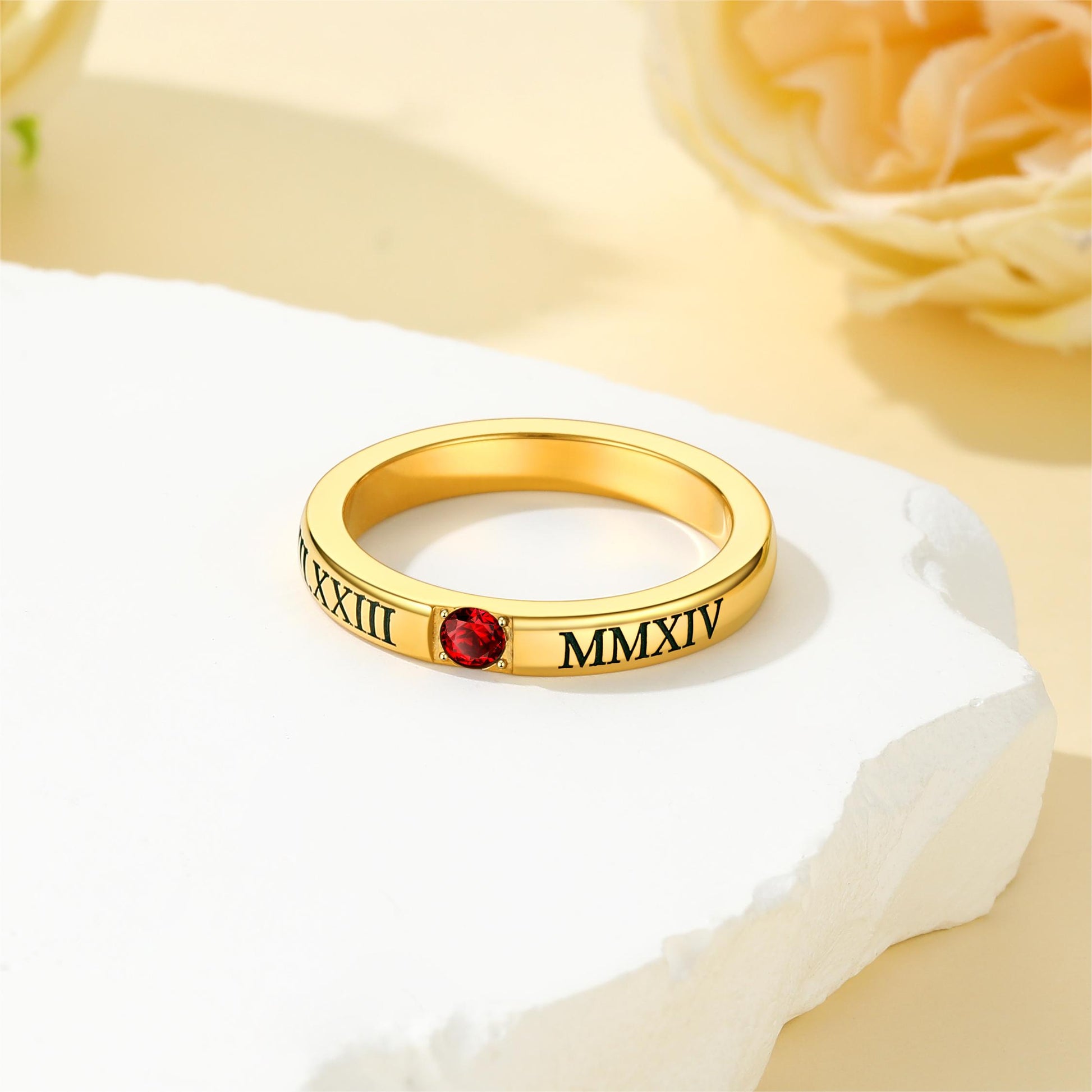 Custom4U Personalized Roman Numerals Rings Gold