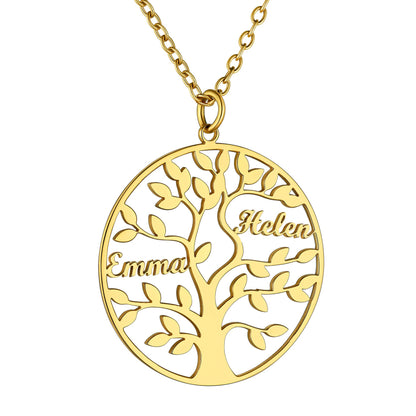 Custom4U Personalized Round 2 Name Necklace Gold