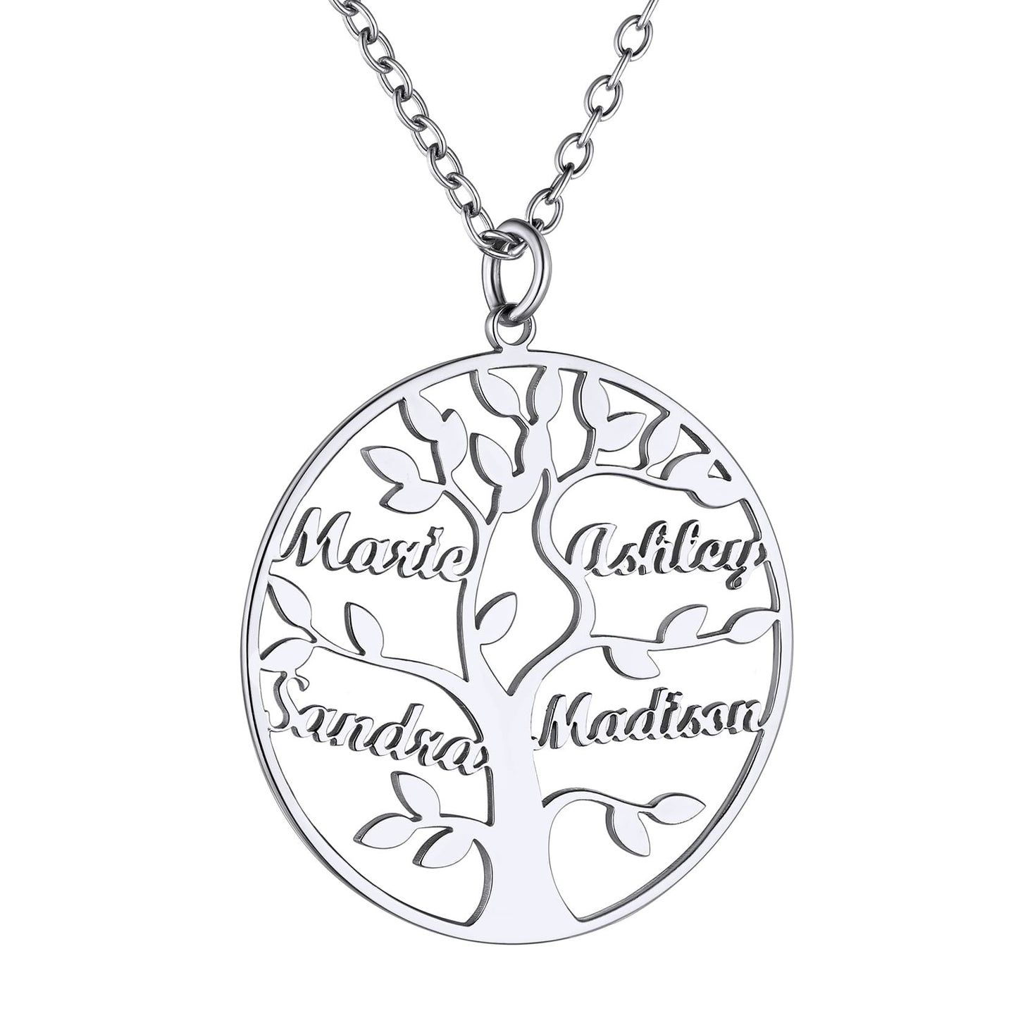 Custom4U Personalized Round 4 Name Necklace Steel