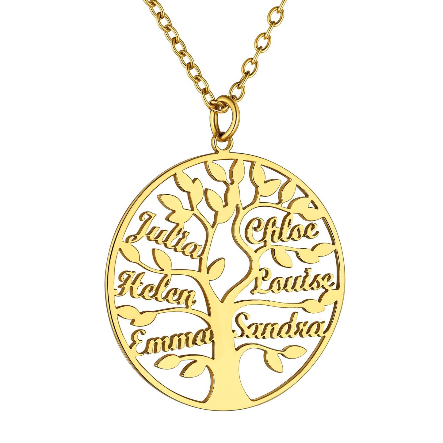Custom4U Personalized Round 8 Name Necklace Gold