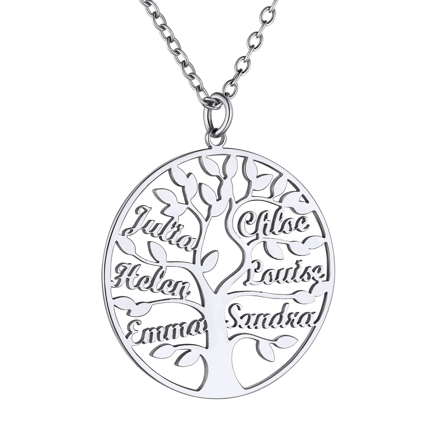 Custom4U Personalized Round 6 Name Necklace Steel