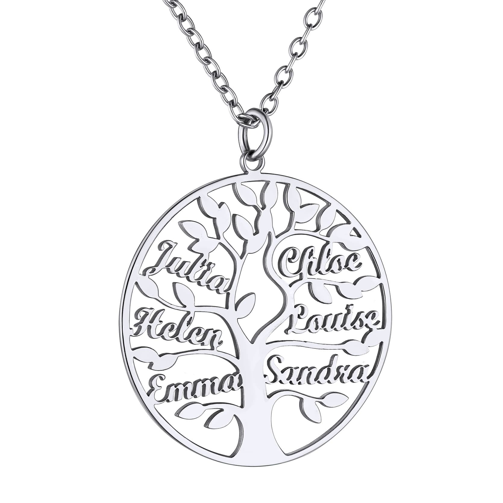 Custom4U Personalized Round 6 Name Necklace Steel