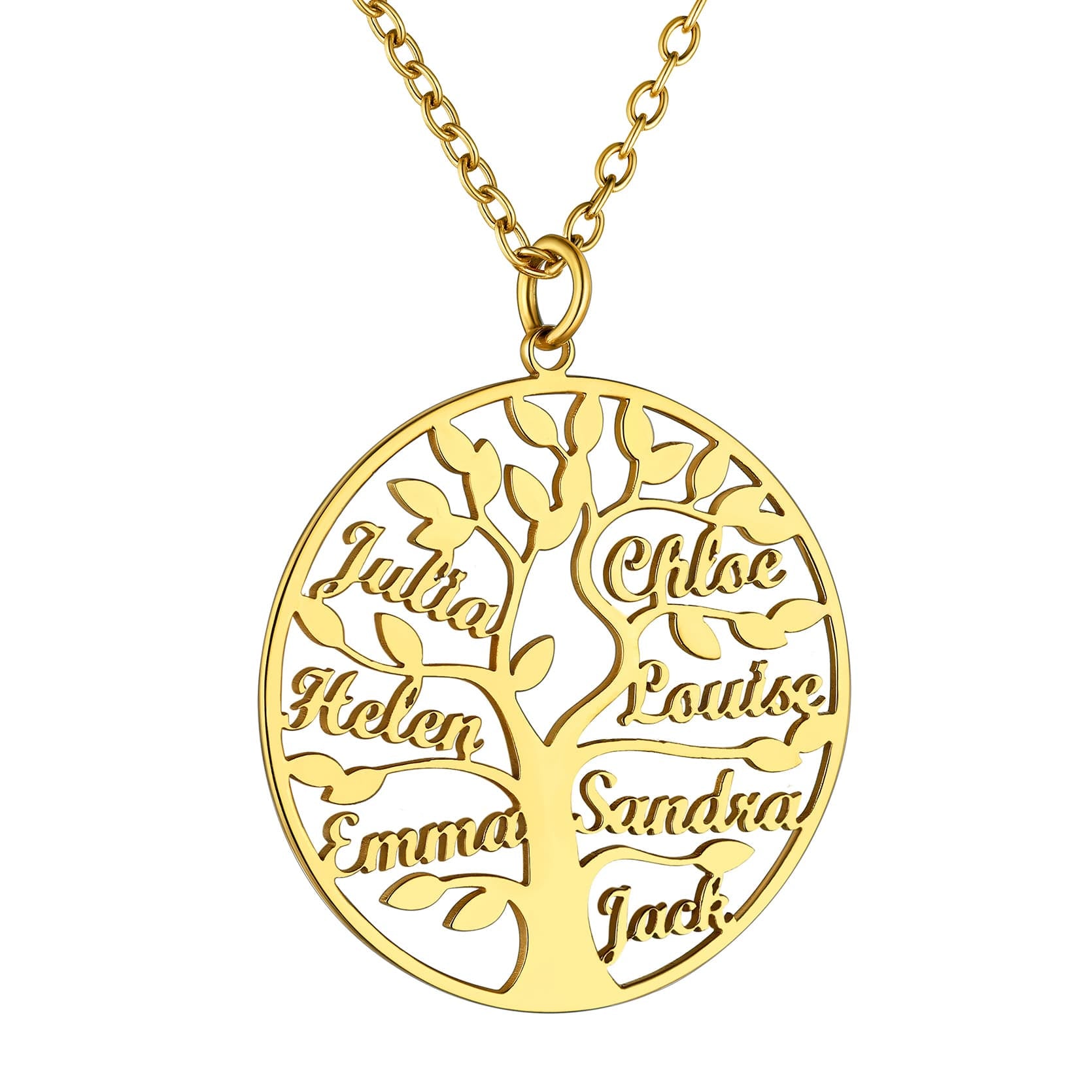 Custom4U Personalized Round 7 Name Necklace Gold