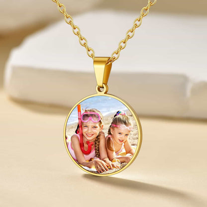 Custom4U Personalized Round Fingerprint Necklace Gold