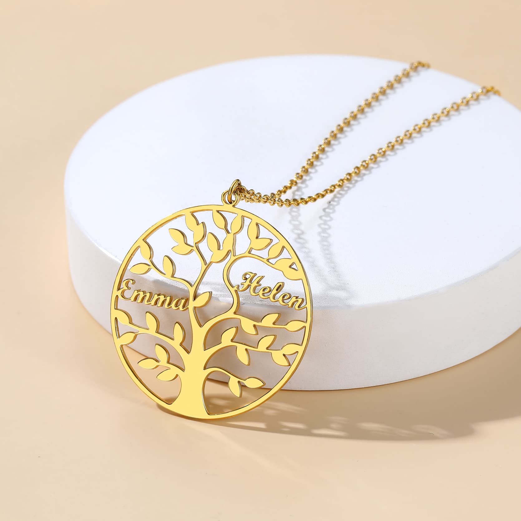 Custom4U Personalized Round Name Necklace Gold