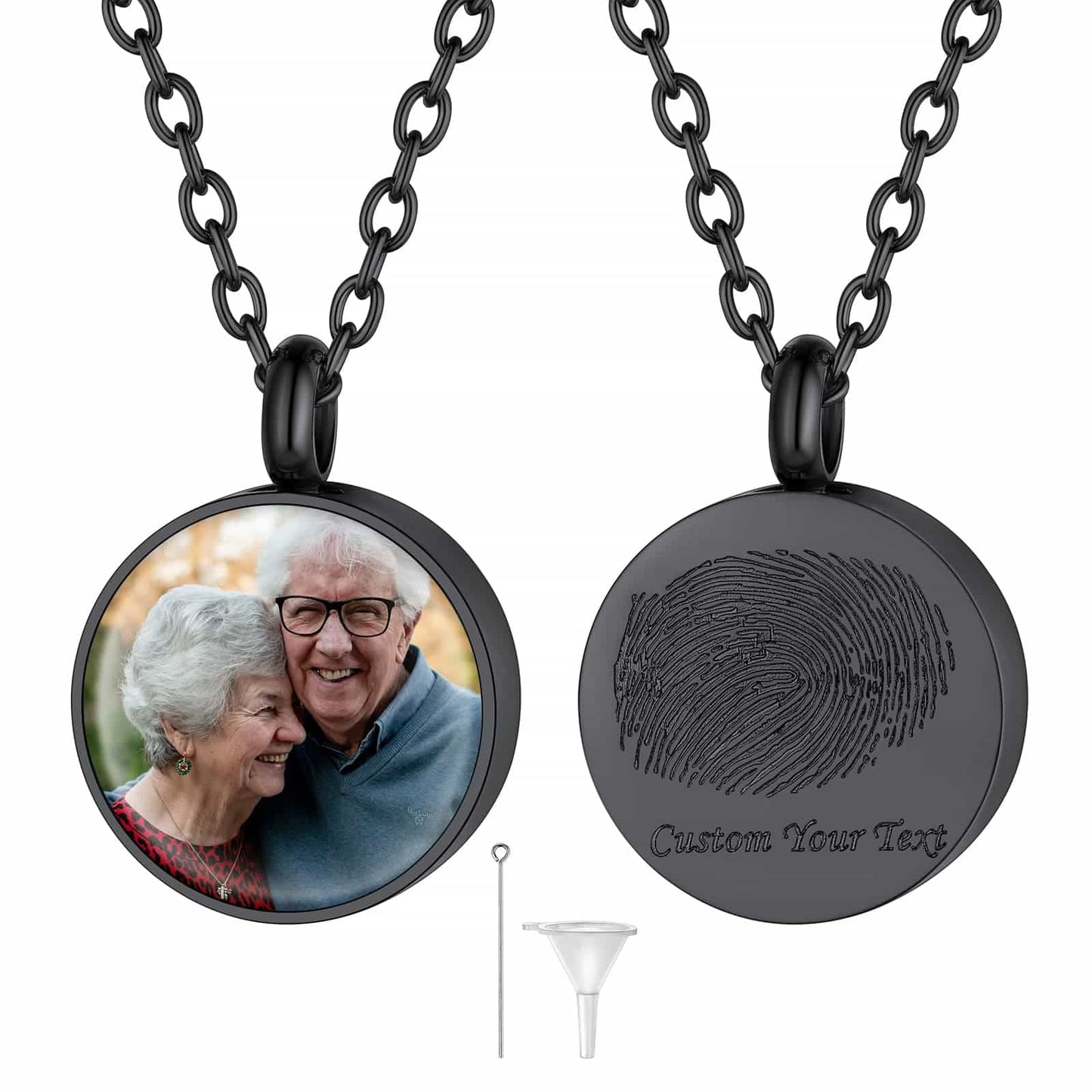 Custom4U Personalized Round Urn Necklace Black Plated