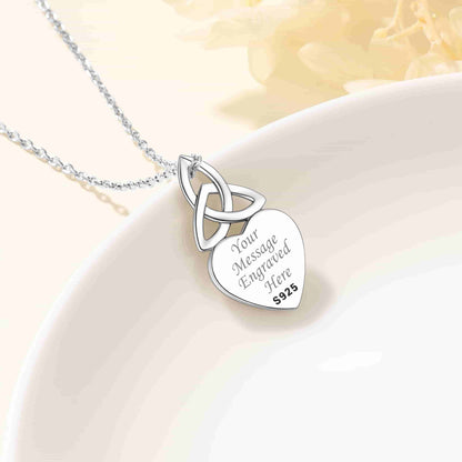 Custom4U Personalized Sterling Silver Celtic Knot Photo Necklace