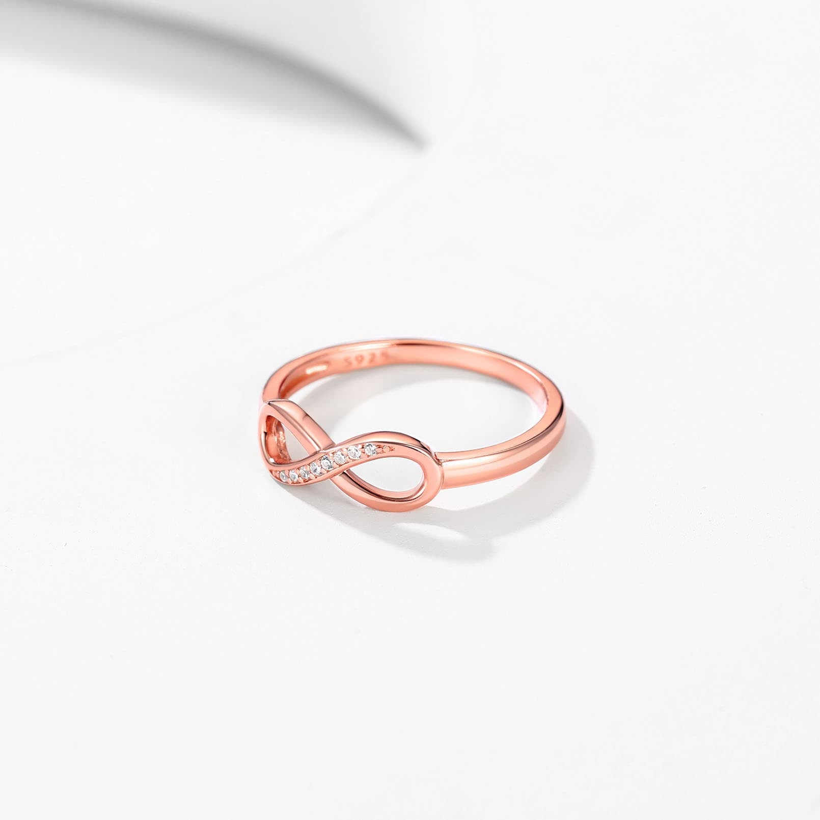 Custom4U Personalized Sterling Silver Infinity Ring Rose Gold