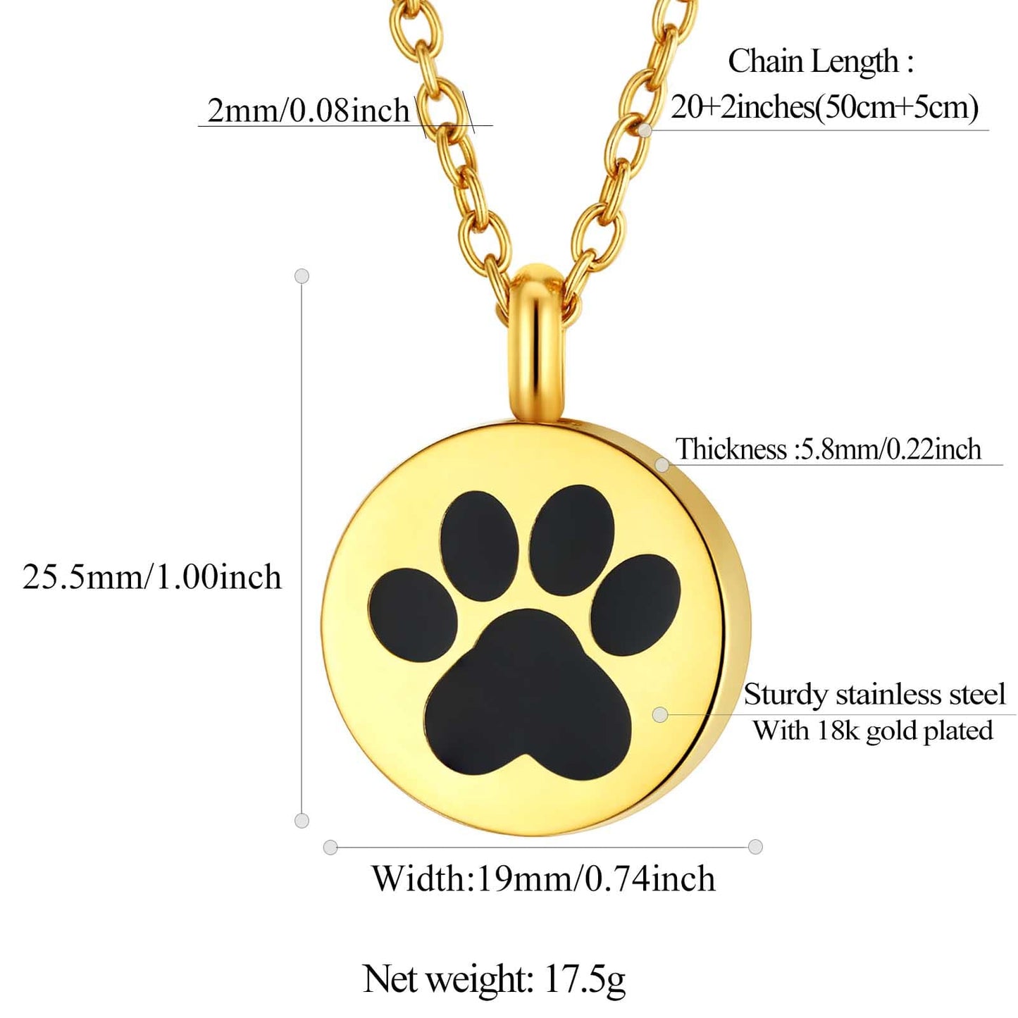 Custom4U Pet Ashes Necklace Size