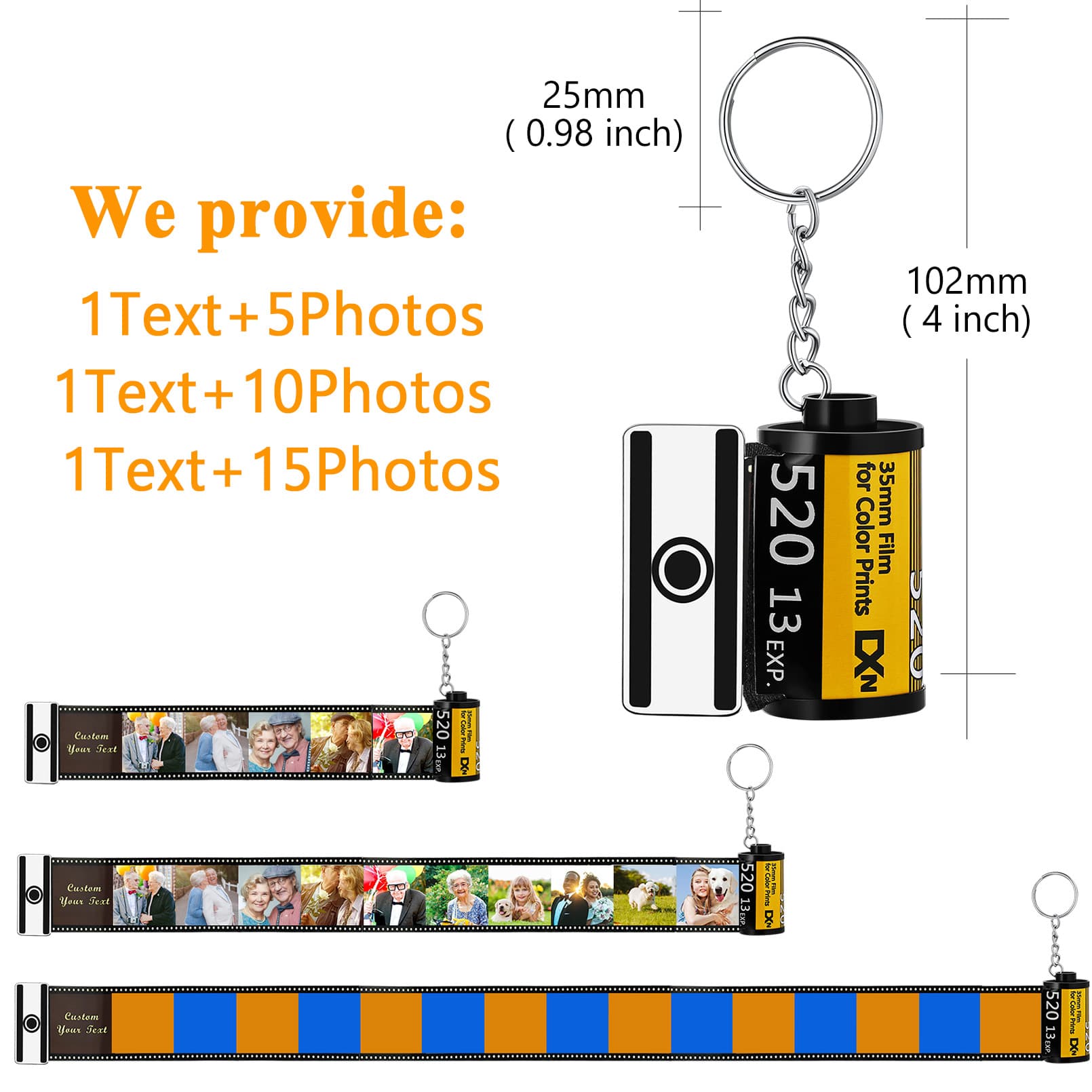 Custom4U Photo Camera Film Roll Keychain Size