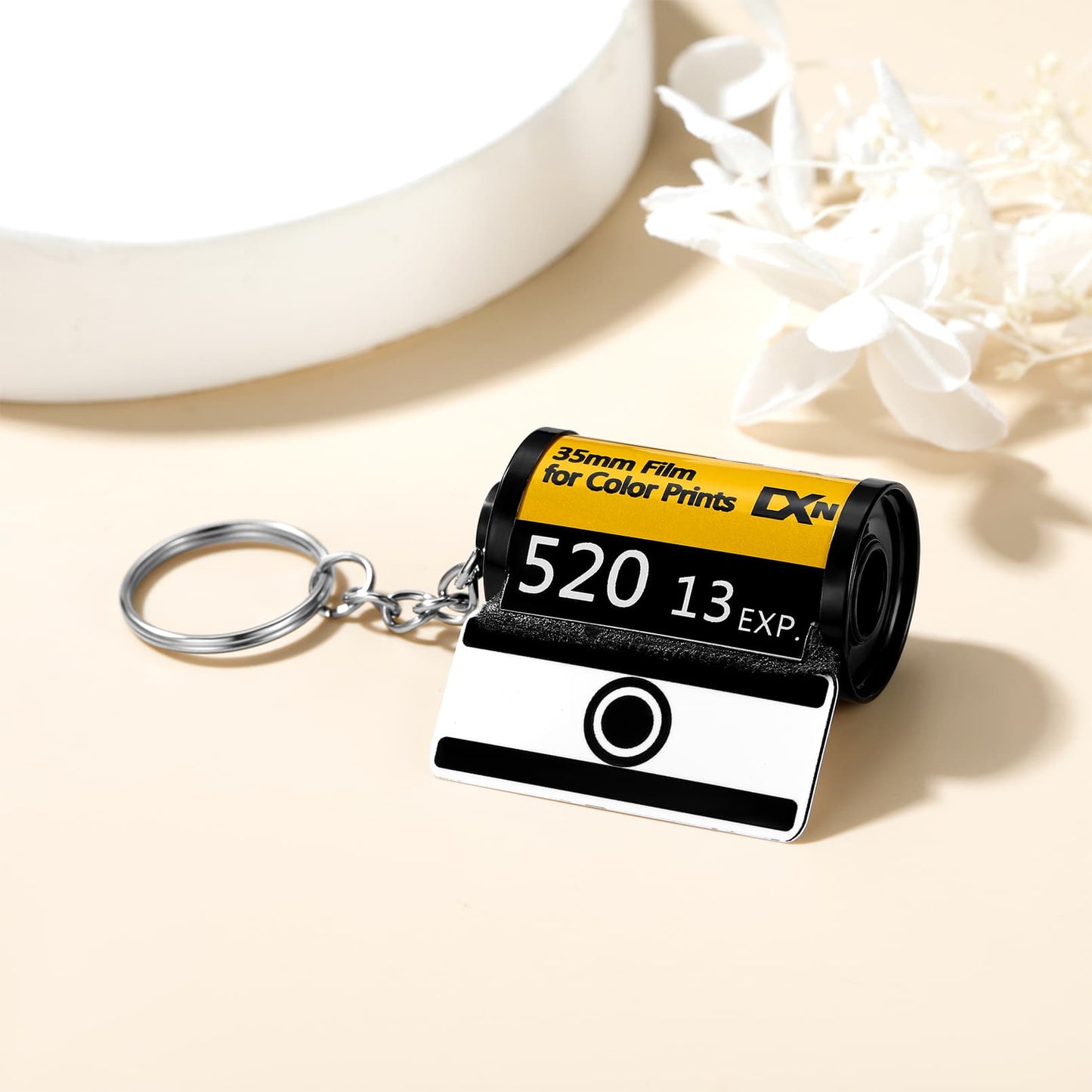    Custom4U Photo Camera Film Roll Keychain with Text Engravable