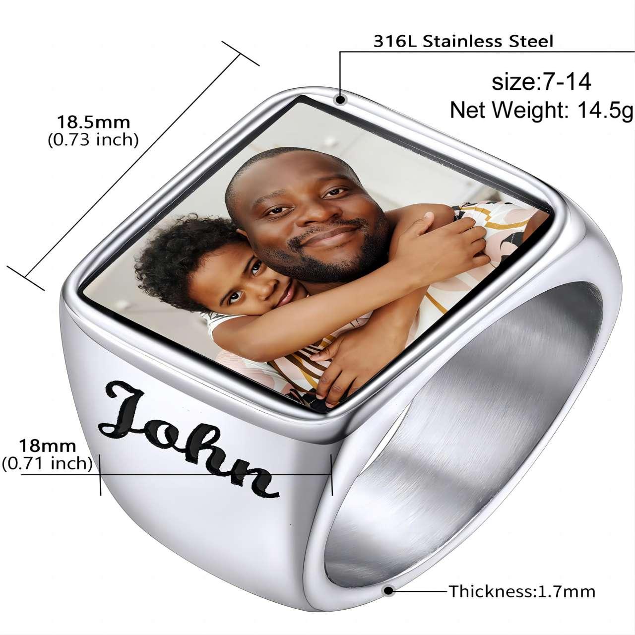 Custom4U Picture Signet Ring with Names Size