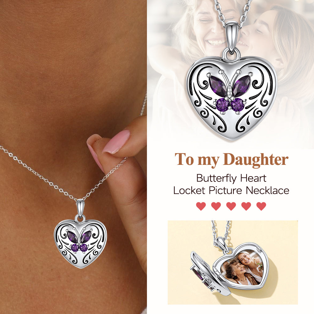 Custom4U Purple Butterfly Necklace