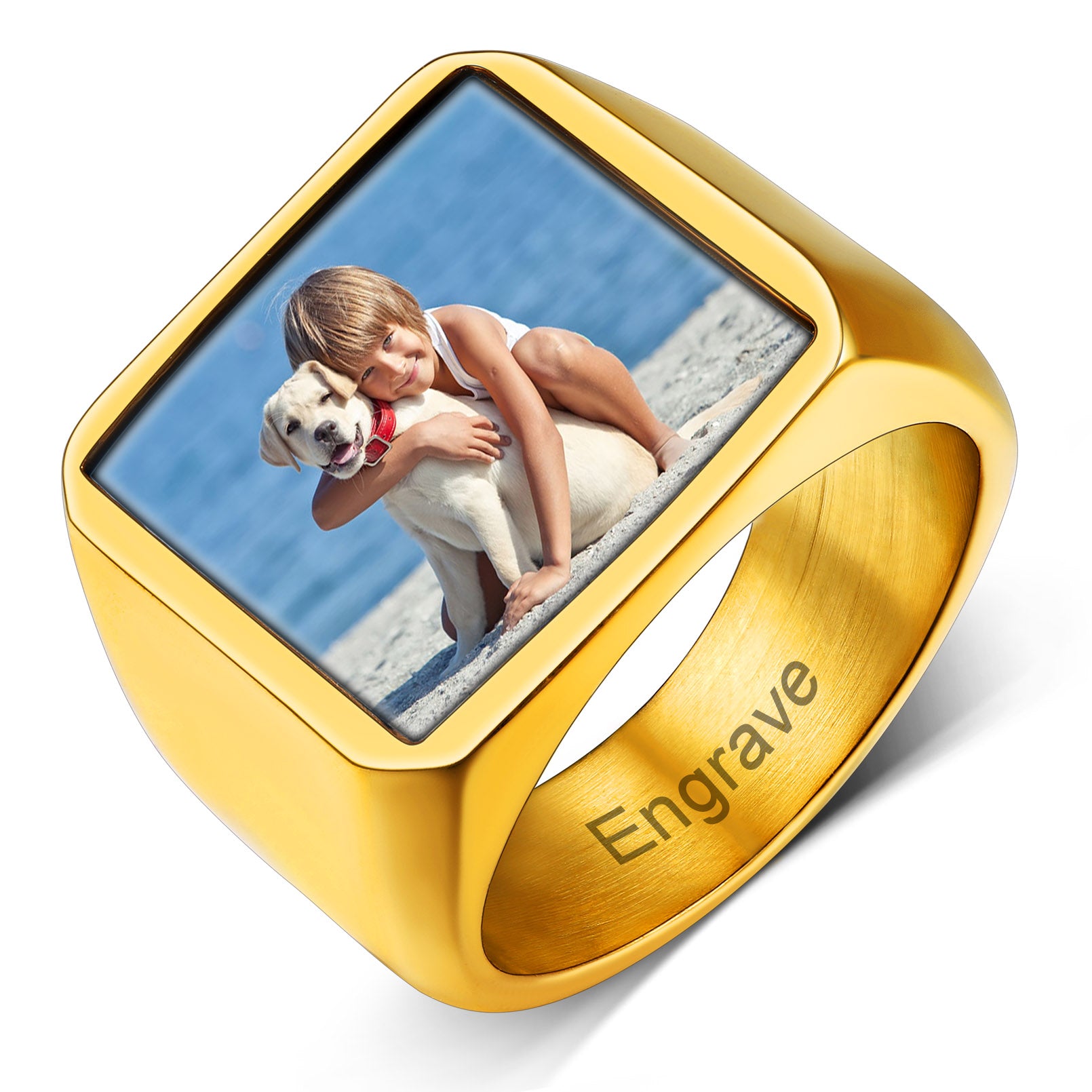 Custom4U Ring with Photo Gold