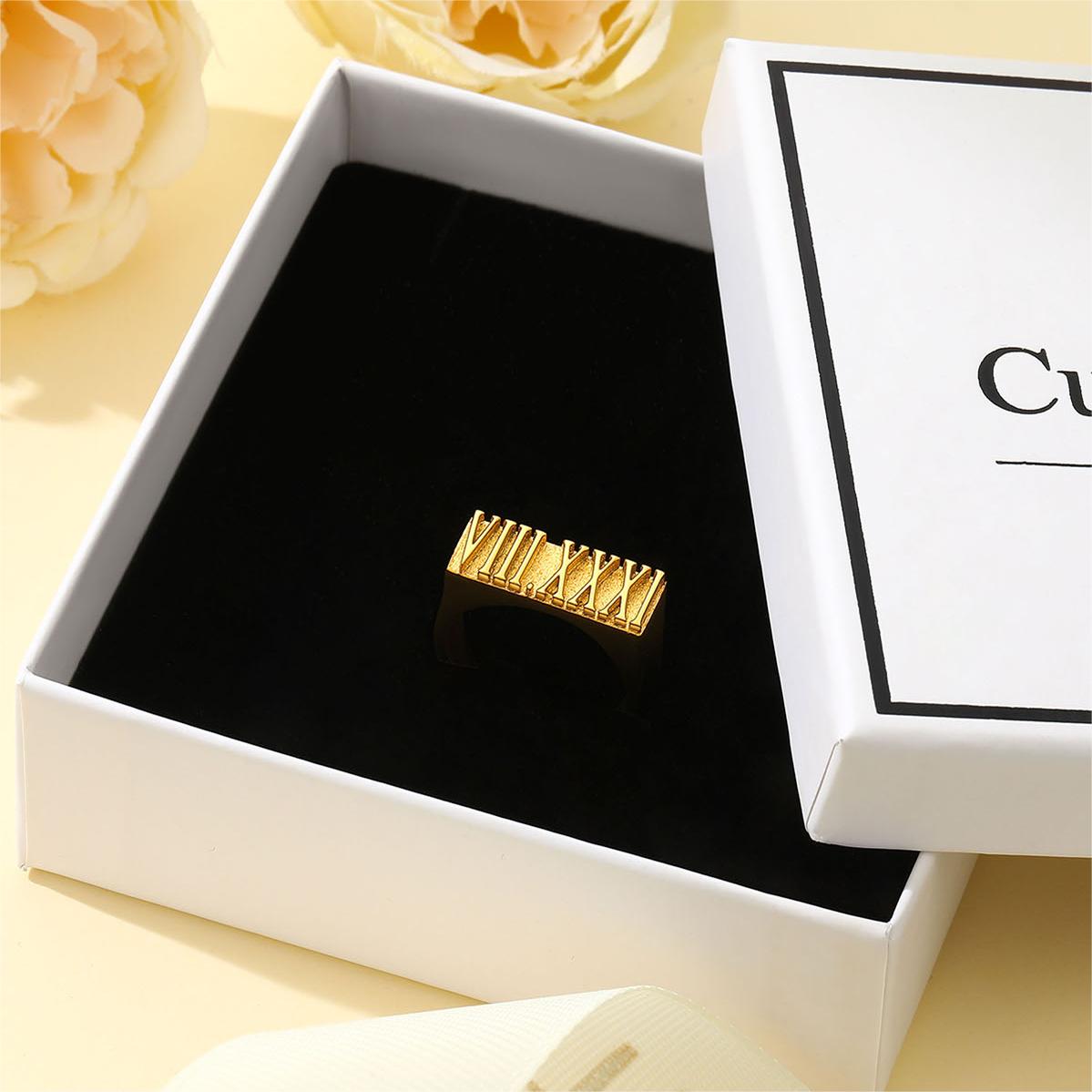Custom4U Roman Numerals Ring Gold