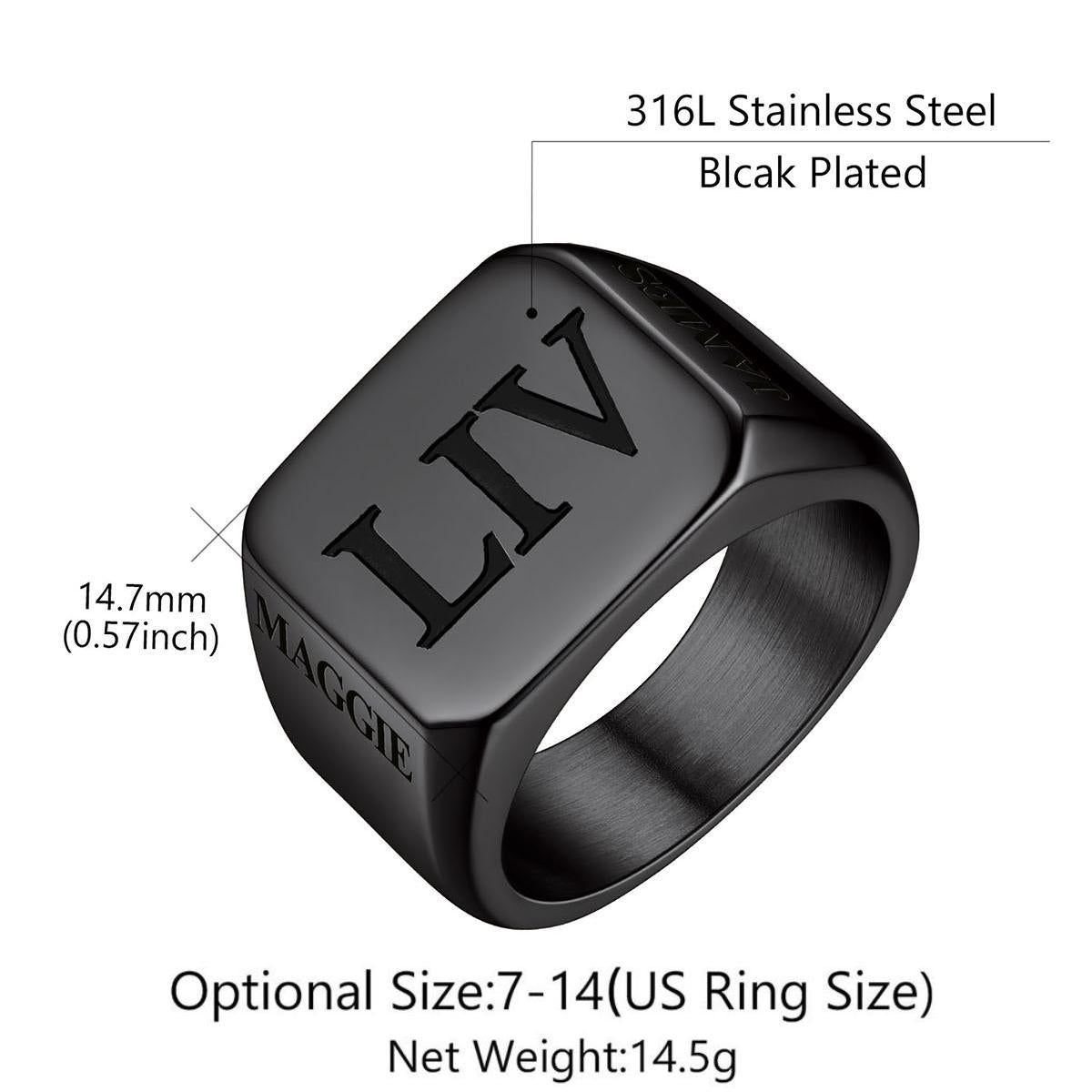 Custom4U Roman Numerals Signet Ring Size
