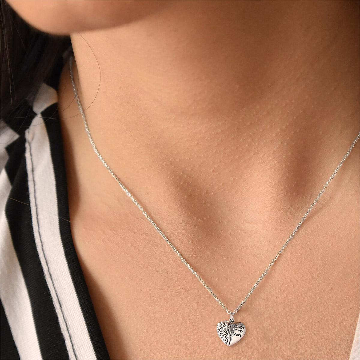 Custom4U Rose Heart Single Initial Locket Necklace