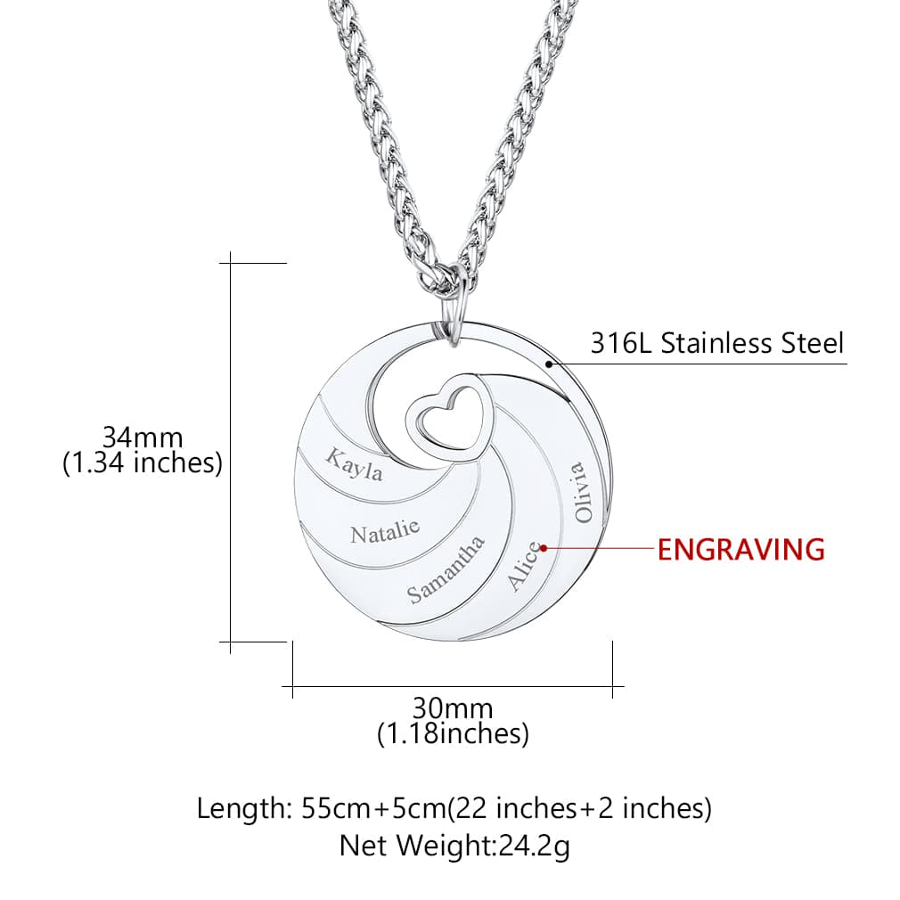 Custom4U Round Name Necklace Size