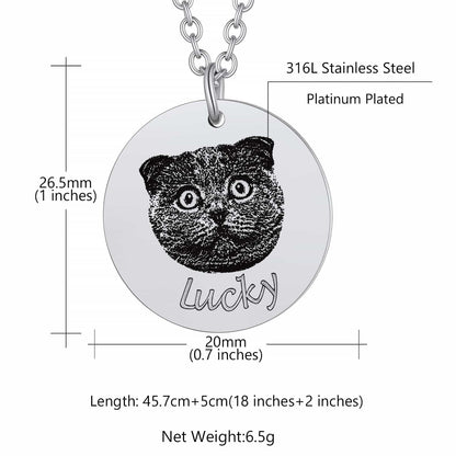 Custom4U Round Portrait Name Necklace Size