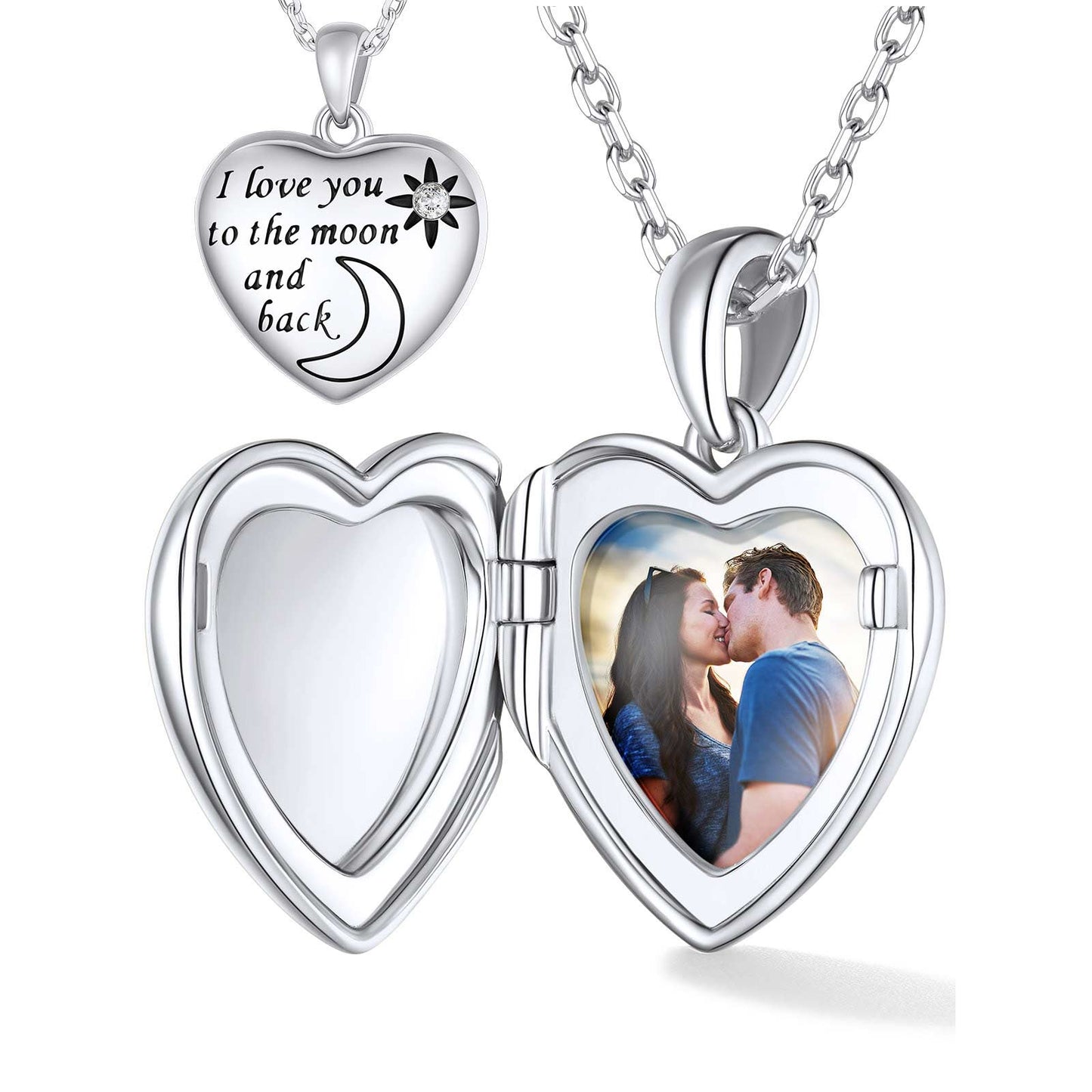 Custom4U Silver Locket Necklace with Pictures