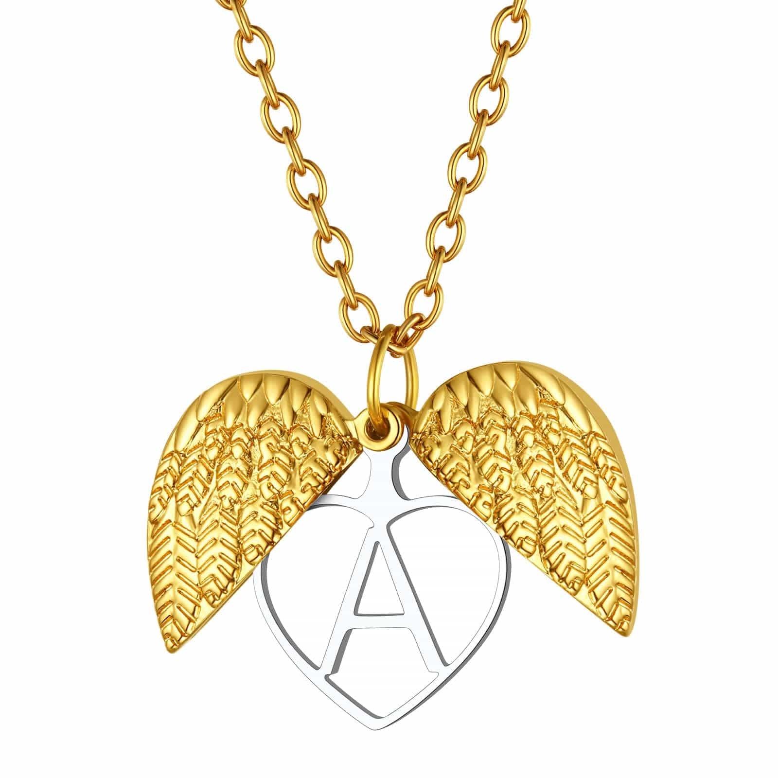 Custom4U Single Initial Heart Locket Necklace Gold