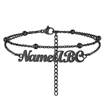 Custom4U Customized Name Anklet Layered Chain Ankle Bracelet