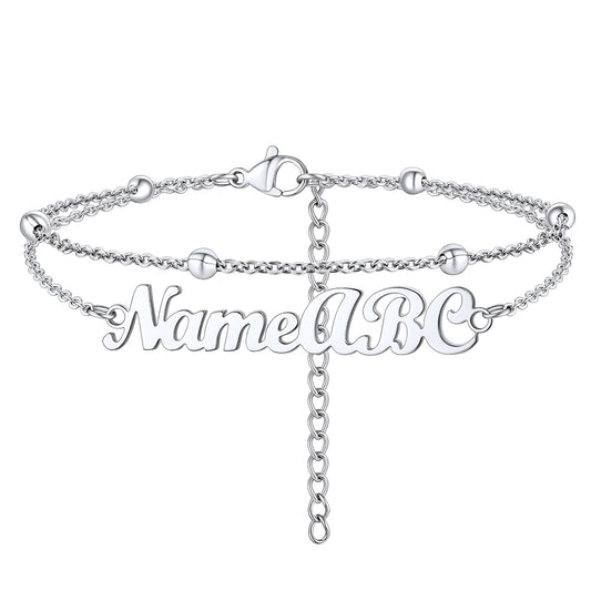 Custom4U Customized Name Anklet Layered Chain Ankle Bracelet